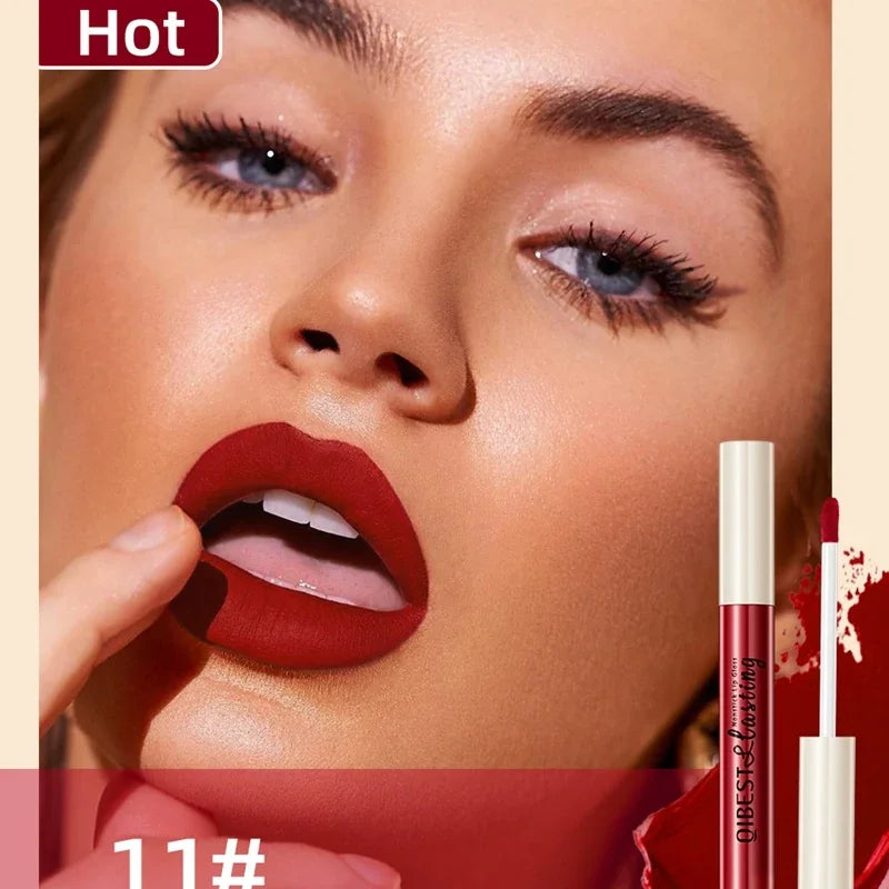 Nude Matte Lip Gloss 24 Colors Long-lasting Velvet Lipstick Waterproof Non-stick Cup Sexy Red Dark Lip Tint Makeup Cosmetic