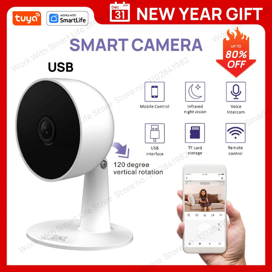 Tuya Smart 3MP HD Indoor Home Security Camera for Baby/Elder/Pet/Nanny,With Real-time APP Alert,2-Way Audio,Human body detection