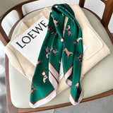 2024 Horse Print Female Silk Neck Scarf Square Hair Scarves Foulard Head Band Shawls Wraps Neckerchief Bandana Women