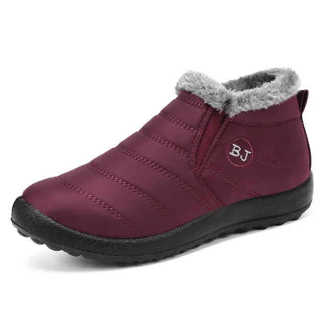 Zapatos de algodón, nuevas botas de nieve de invierno para parejas con botas de algodón grueso y afelpado, zapatos para caminar de PU cálidos e informales. 