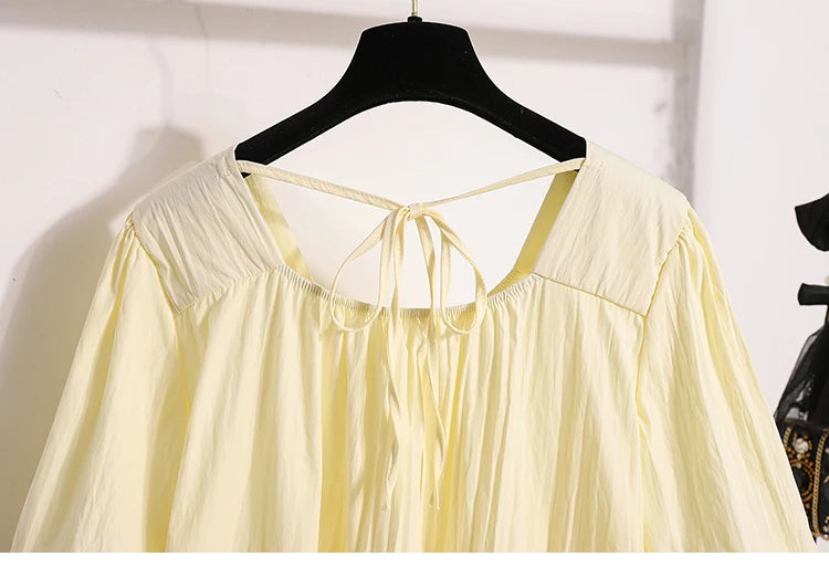 Plus Size Shirts & Blouses Women Summer 2025 New Arrival Korean Fashion Tops Short Puff Sleeve Loose Sweet Blouse Woman L-4XL