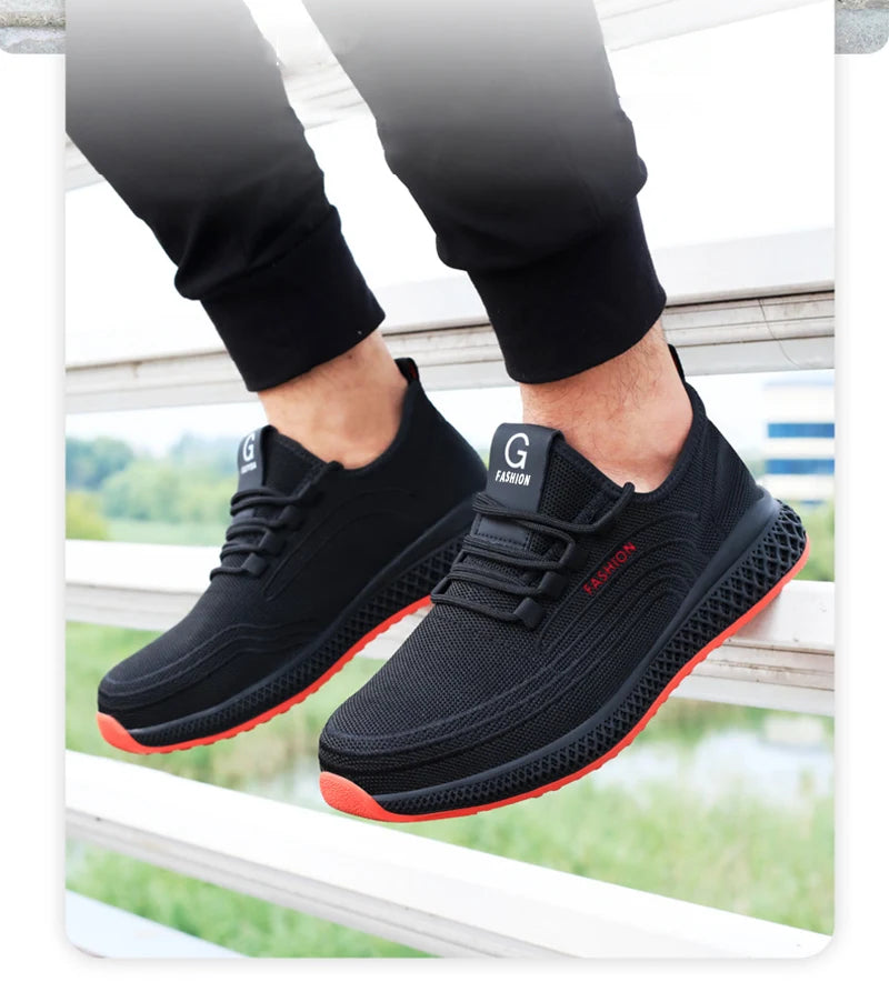 Manlegu Air Mesh Steel Toe Work Shoes Breathable Working Shoes Women Man Safety Shoes Lightweight Puncture-Proof Safety Boots