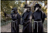 Capa de Halloween, máscara de médico de la peste, disfraz de Cosplay, Camisa larga de hechicero, bata negra con capucha, conjunto de disfraz de vacaciones para adultos y niños