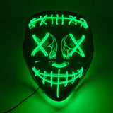 Artigos para Festa de Halloween 2026: Máscara LED Luminosa Estilo "Uma Noite de Crime" (Purge) com Luz Neon EL Sem Fio – Máscara de Rosto Inteiro para Cosplay Adulto (Brilha no Escuro)