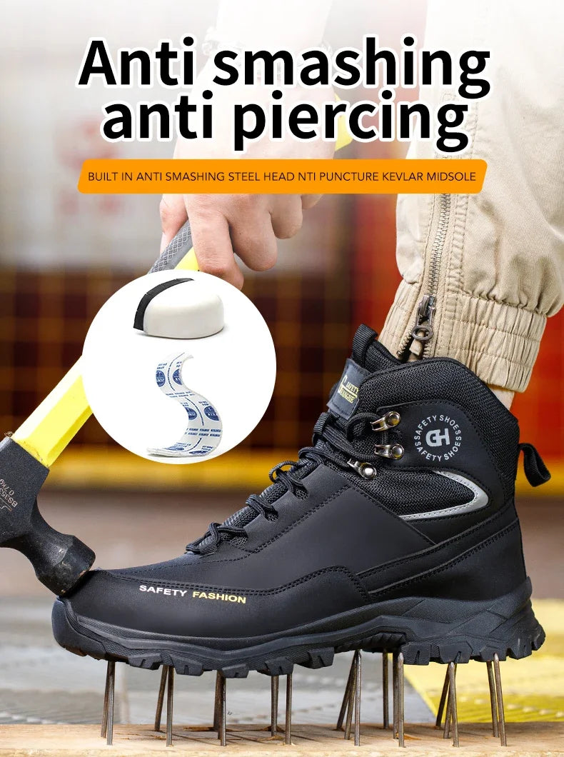 Botas de seguridad impermeables para el trabajo, para hombres y mujeres, indestructibles, antigolpes y antipinchazos, zapatos de seguridad protectores para hombres.