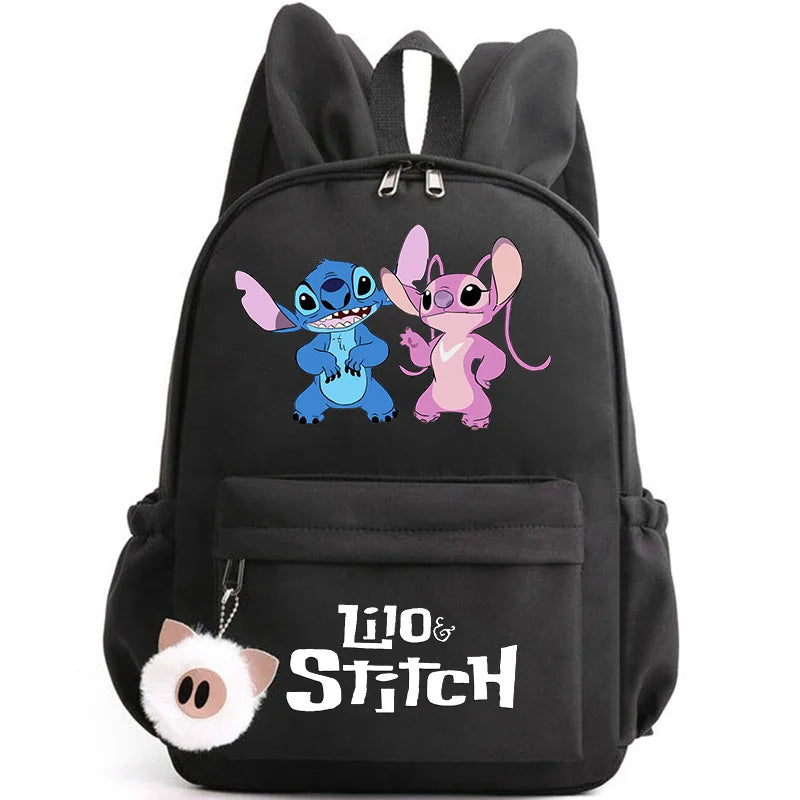 Mochila Disney Lilo Stitch para niñas, niños y adolescentes, informal, escolar, de viaje, con orejas de conejo