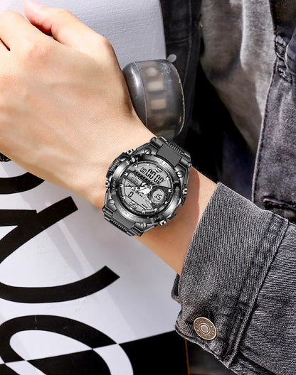 Reloj militar LIGE para hombre, digital, resistente al agua hasta 50 m, LED, de cuarzo, deportivo, grande, Masculino