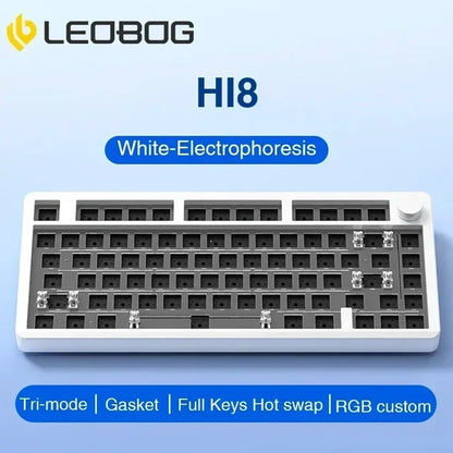 LeoBog-Hi8 Kit Teclado Mecânico, Bluetooth Sem Fio, Teclado Hot Swap Gaming, Kits De Alumínio, 80 Chaves, Modo 3, 2.4G, Gif