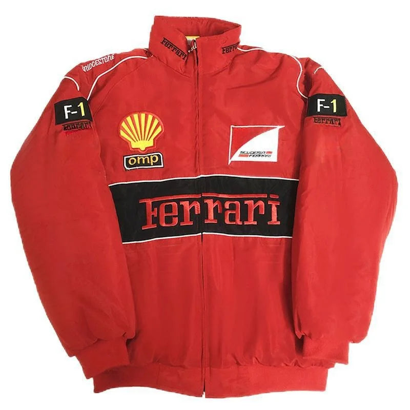 European American 2024 Spring Autumn New Cross Border Amazon F1 Rally Color Blocked Embroidered Long Sleeved Motorcycle Jacket