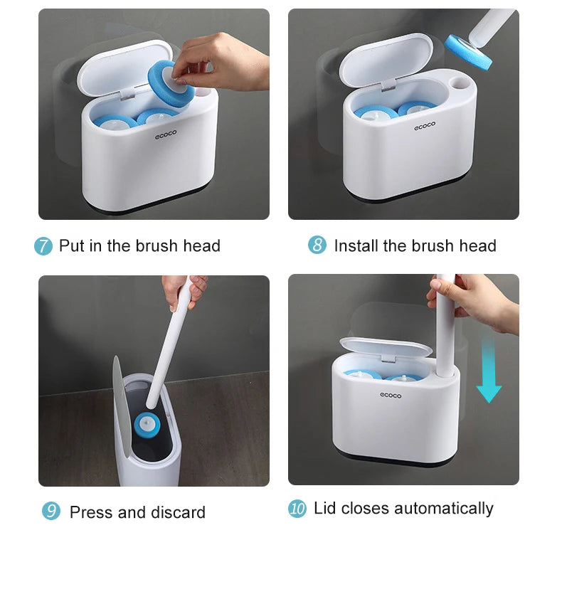 IZEFS Disposable Toilet Brush With Cleaning Liquid Wall-Mounted Cleaning Tool For Bathroom Replacement Brush Head Wc Accessories