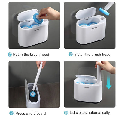 IZEFS Disposable Toilet Brush With Cleaning Liquid Wall-Mounted Cleaning Tool For Bathroom Replacement Brush Head Wc Accessories