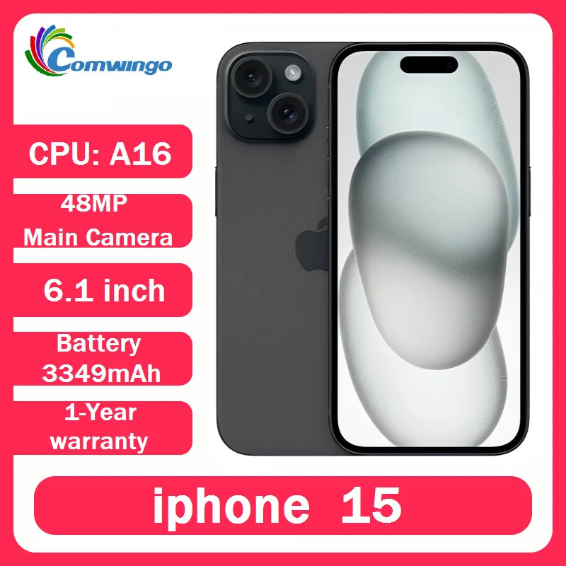 Original Apple iPhone 15 Physical SIM 6GB RAM 128GB/256GB ROM IOS 6.1' OLED Face ID NFC A16 used iPhone15 Mobile Smartphone
