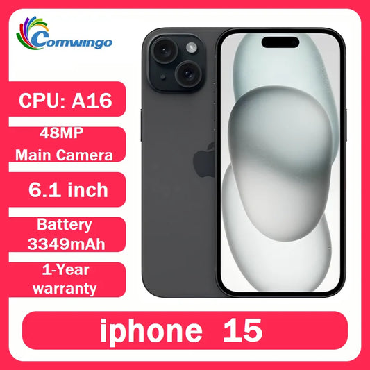 Original Apple iPhone 15 Physical SIM 6GB RAM 128GB/256GB ROM IOS 6.1' OLED Face ID NFC A16 used iPhone15 Mobile Smartphone