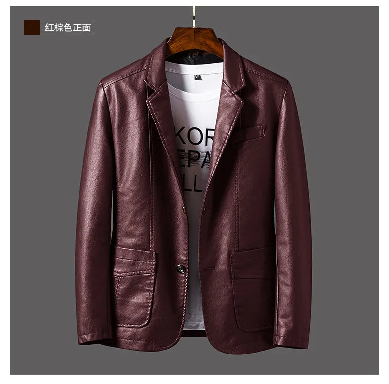 Chaquetas de cuero para hombre, estilo coreano, ajustadas, de moda, tallas grandes M-6XL, 2024