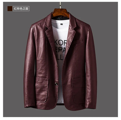 Chaquetas de cuero para hombre, estilo coreano, ajustadas, de moda, tallas grandes M-6XL, 2024
