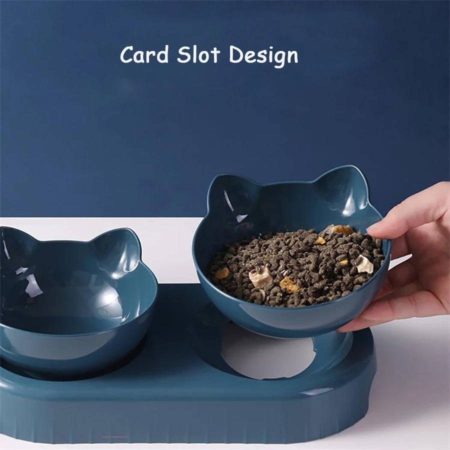 Alimentador triplo para animais de estimação, tigelas duplas 2 em 1 com garrafa automática, design inclinado e giratório para gatos e cães