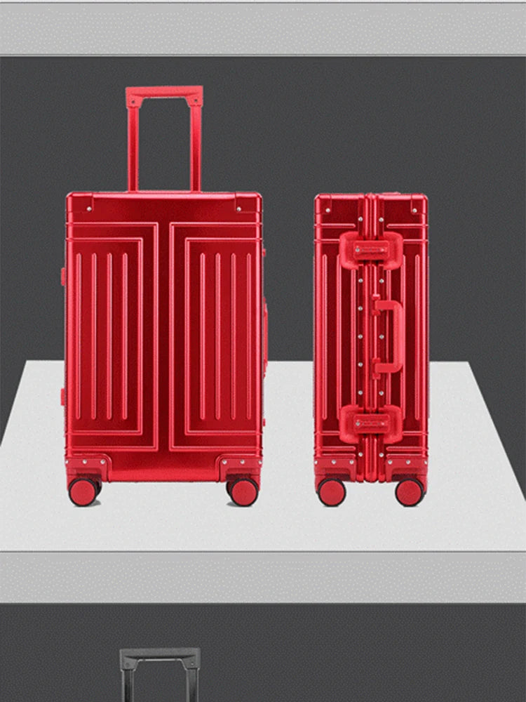 Maleta de viaje con ruedas de aleación de aluminio y magnesio 100 % de 20, 24 y 28 pulgadas, maleta de mano tipo carrito.