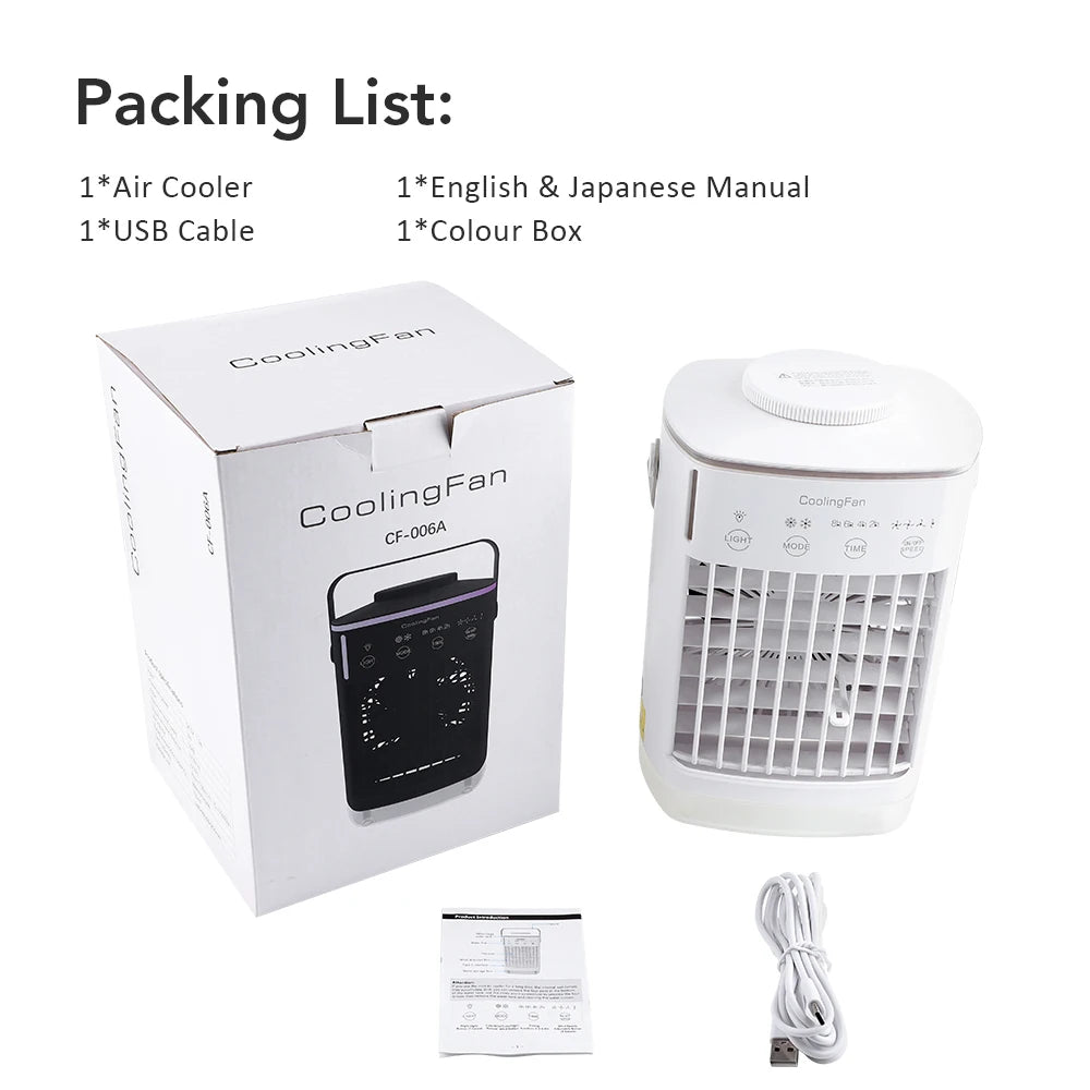 Popular mini air cooler USB air conditioning fan office desktop small water cooling fan spray humidification cooling fan