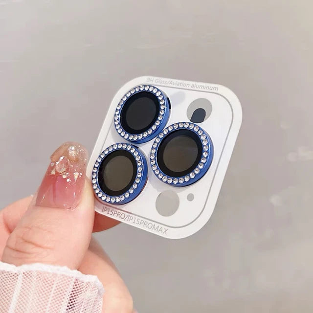 Protector de lente de cámara con brillo de diamante, minicubierta trasera, anillo de vidrio, Fil, iPhone 12, 13, 14, 15 Pro Max, 14, 15 Plus 