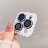 Protector de lente de cámara con brillo de diamante, minicubierta trasera, anillo de vidrio, Fil, iPhone 12, 13, 14, 15 Pro Max, 14, 15 Plus 