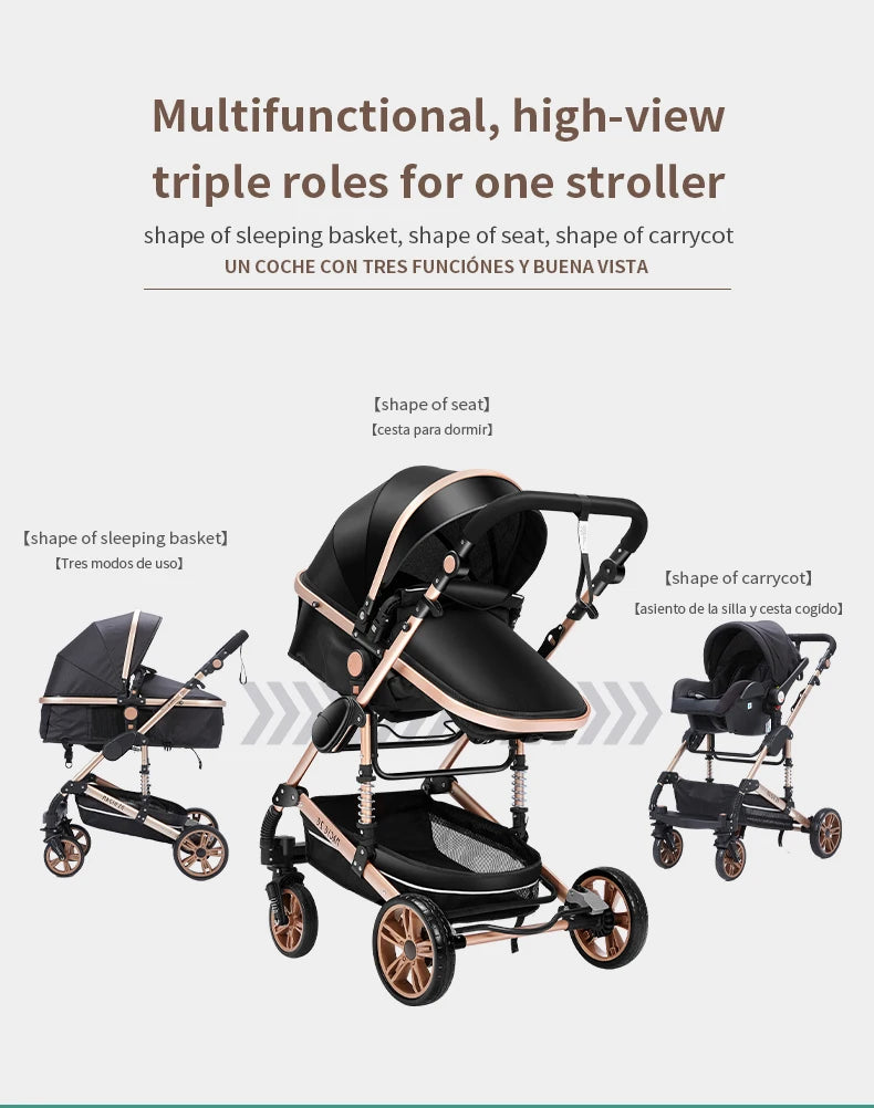 Cochecitos 3 en 1, cochecito de bebé, asiento de coche, cochecito de viaje, cochecito para recién nacidos, paisaje alto, artículos para madres, niños y bebés.