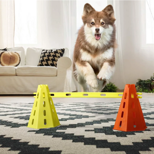 Juego de entrenamiento de agilidad para mascotas, barra de salto, equipo de entrenamiento con obstáculos para perros, dispositivo de entrenamiento con vallas, suministros para mascotas