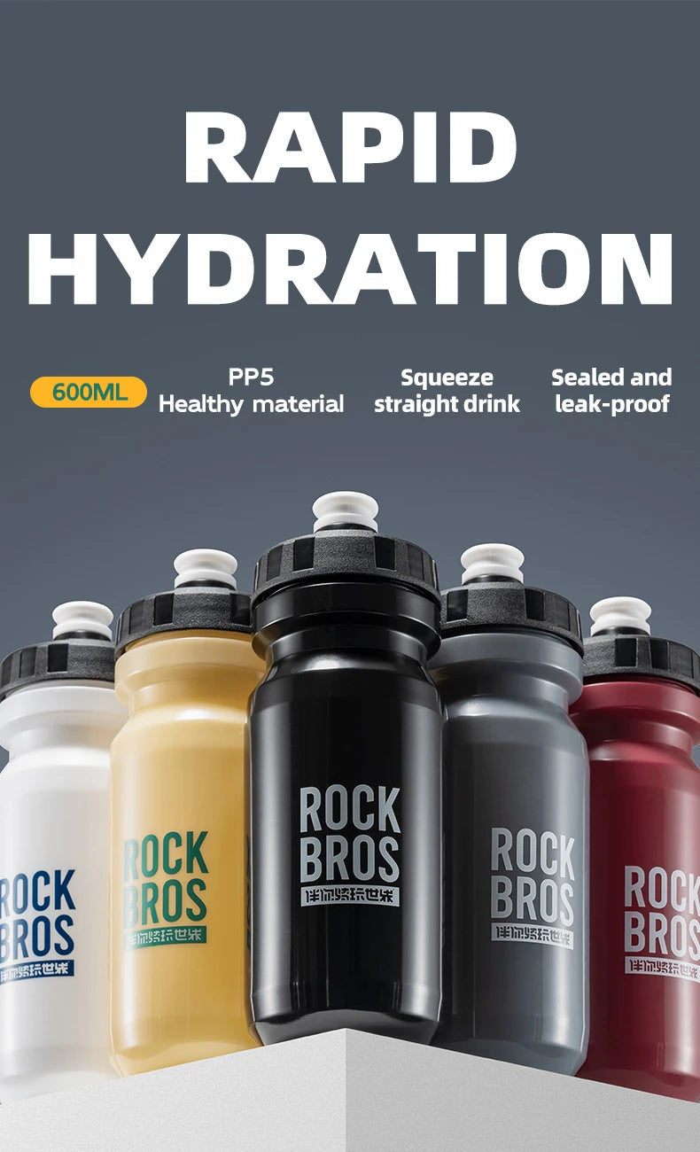 ROCKBROS Cycling Water Bottle 600ml Lightweight Bottle With Dust Cover Gym Water Kettle Drink Outdoor Sports Bike Accessories
