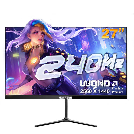 Hgfrtee 27" 240Hz Qhd Gaming Monitor 1Ms, High Resolution Screen, Hdr10 Adaptive Sync, Pc Display for Gamer with HDMI 2.1 Dp 1.4