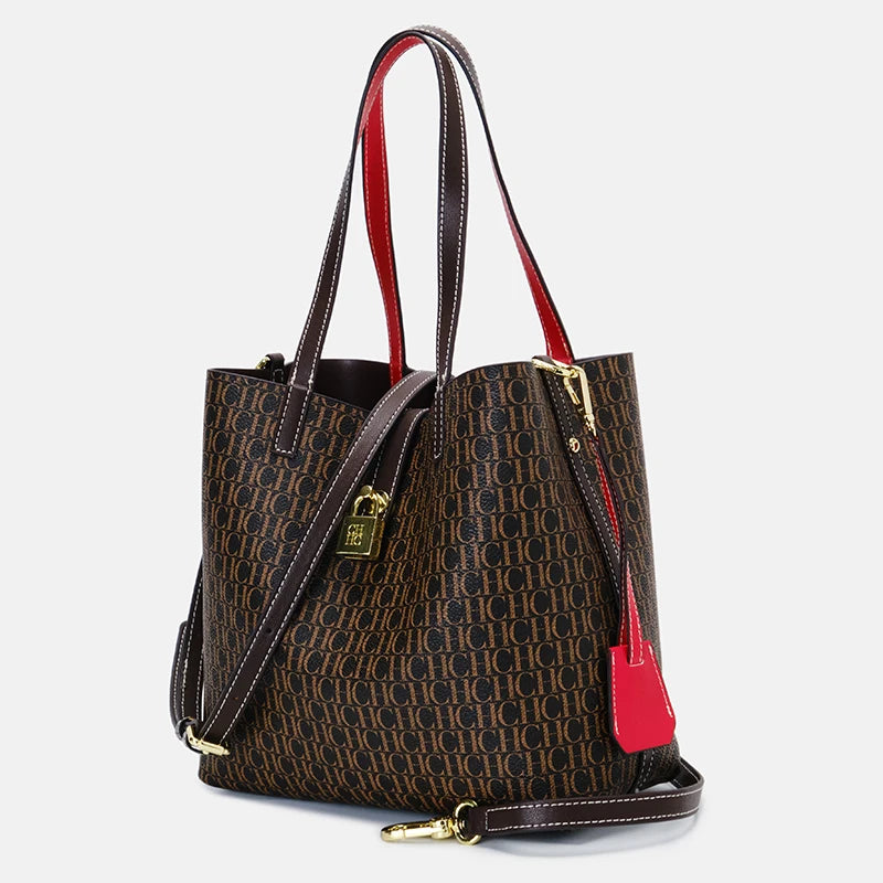 CH Women's Large Capacity Handbag Daily Commuting High-end Versatile PU Material Letter Printed Design Women's Crossbody Bag