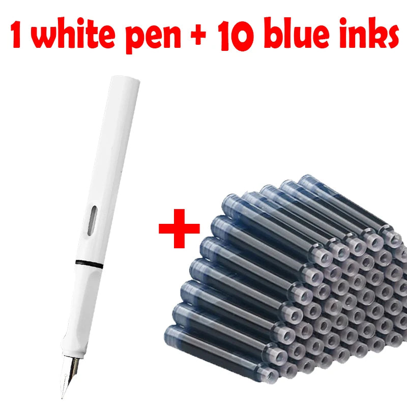 11pcs Fountain Pen Set 0.38mm Replaceable Ink For Smooth Writing, Multifunctional Office Stationery And Learning Supplies
