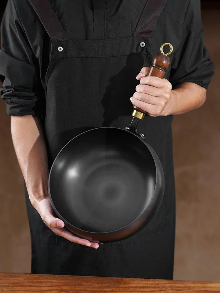 Handmade Forging NON-STICK PAN Household Stir Fry Stew Pot Flat Bottom Small Frying Pan Kitchen Gas Stove Universal Pan Cookware