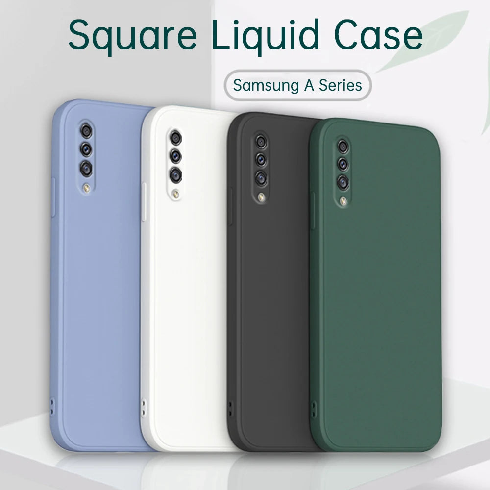 Funda Square Phone Case for Samsung Galaxy A30S A50 A50S Liquid Silicone Fundas Camera Protective Back Cover Case
