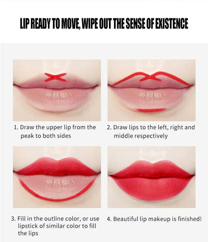 Delineador de labios 2 en 1, resistente al agua, mate, lápiz labial, rojo sexy, de larga duración, maquillaje, cosméticos