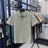 Cotton100% Men's Summer High Quality Short Sleeves Polo Shirt Lapel Button Letter Printing T-Shirt Business Leisure Men Clothing