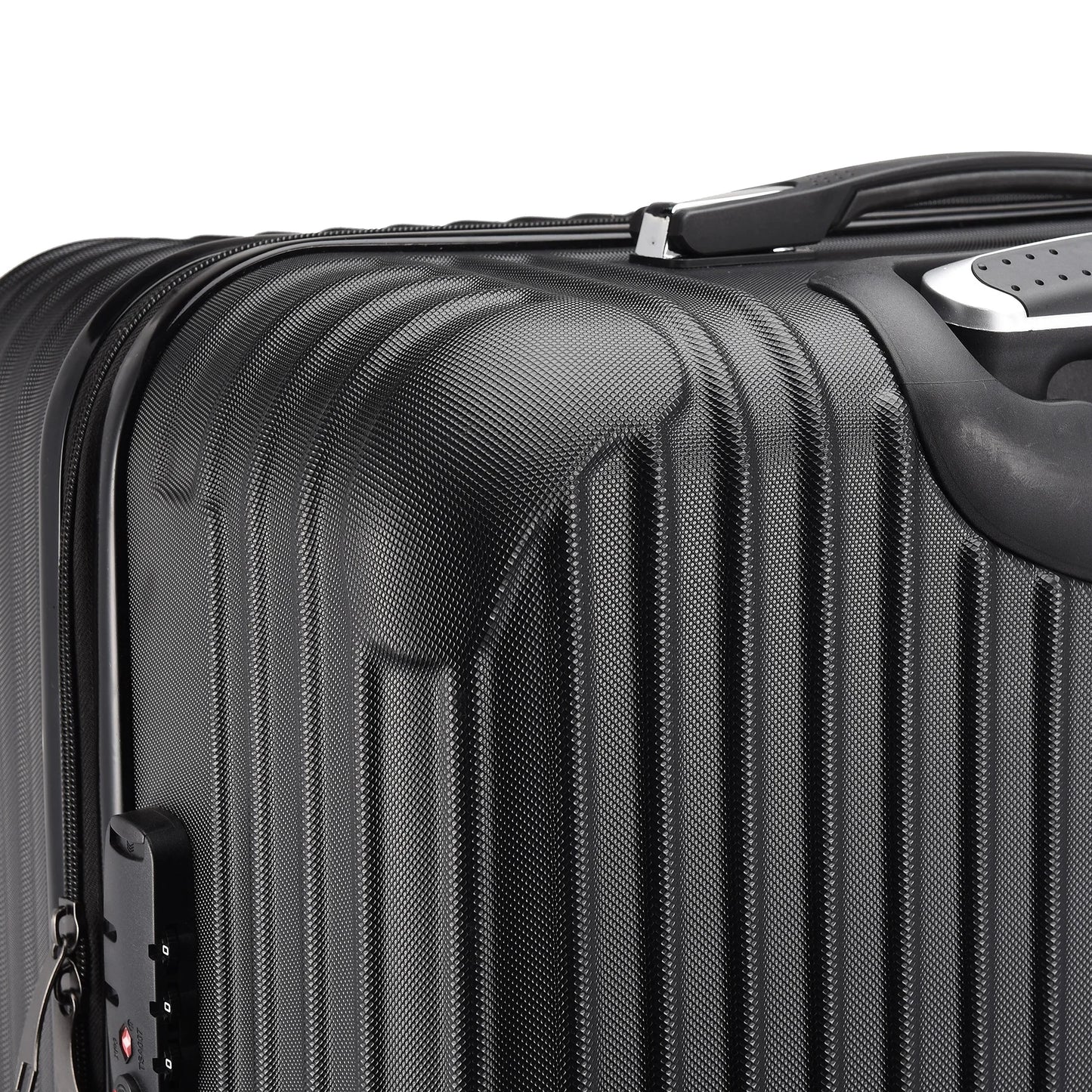 Comanlai Twin-Wheeled Suitcase Set with TSA Password Lock, ABS Trolley Luggage with 4 Universal Wheels, M L XL Sizes, Black