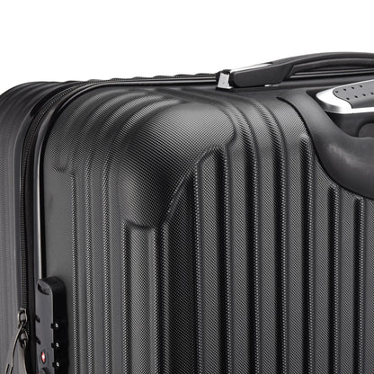 Comanlai Twin-Wheeled Suitcase Set with TSA Password Lock, ABS Trolley Luggage with 4 Universal Wheels, M L XL Sizes, Black
