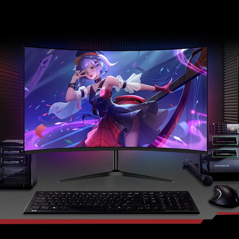 27 Inch Curved Monitor 75Hz 2ms Desktop PC Lcd FHD Computer Display Gaming IPS Panel Screen LED 1080P Desktop Display