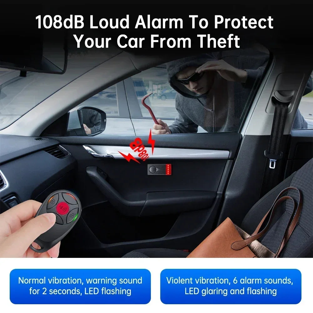 Extractme 108dB Anti-Theft Alarm Wireless Vibration Alarm with Remote Control Door and Window Alarm Car Alarm Security System