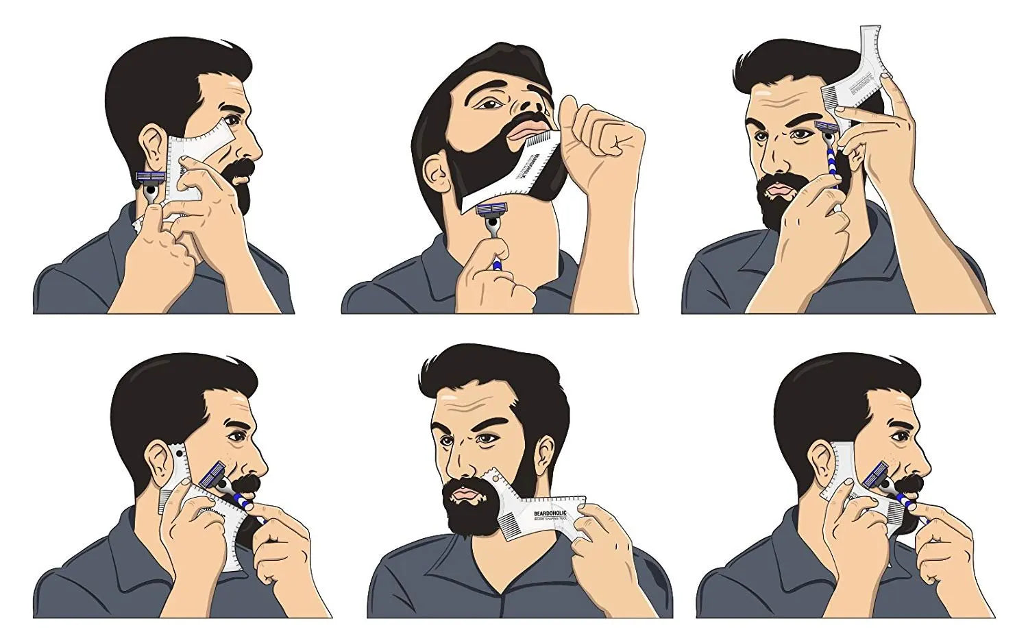 Men Beard Styling Template Stencil Beard Comb Fits All-In-One Beard Shaping Tool Barber Supplies Professional Beard Accessories