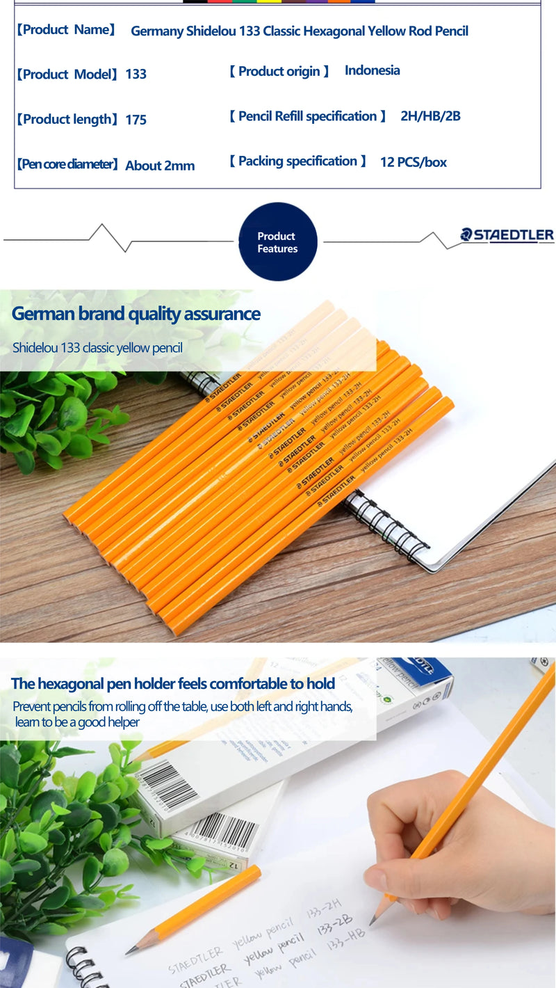 12pcs STAEDTLER Pencil HB/2B School Stationery Office Supplies Drawing Sketch Pencil Student Art Supply