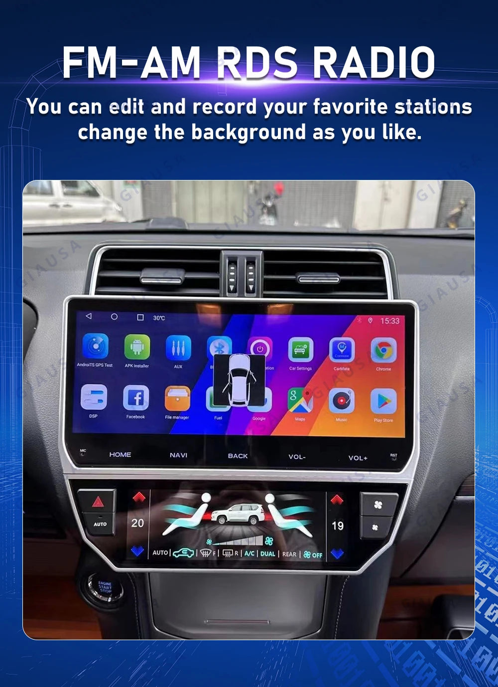 For Jeep Wrangler 2018-2022 Carplay LCD Instrument Panel Dual Screen Android Multimedia Video Player GPS Navigation Android Auto