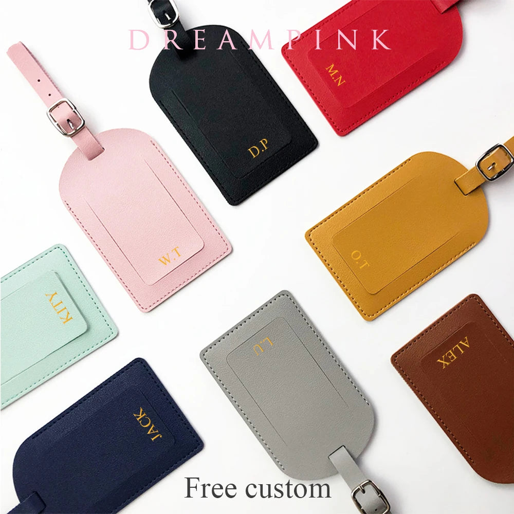 Personalized Initials Luggage Tag Custom Letters Men Women Suitcase Name Tag PU Airplane Labels Engrave Logo Travel Accessories
