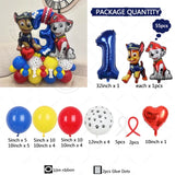 Paw Patrol Latex Balloon Decoration for Boy, Dog Paw Printing, Birthday Party Decorations, Blue Number, 55Pcs 