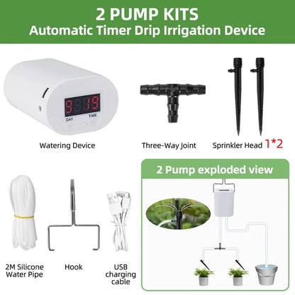 Bomba de riego automática para plantas y flores, 2/8/16 cabezales, accesorios de jardín, aspersor, dispositivo de riego por goteo, kit de sistema de agua