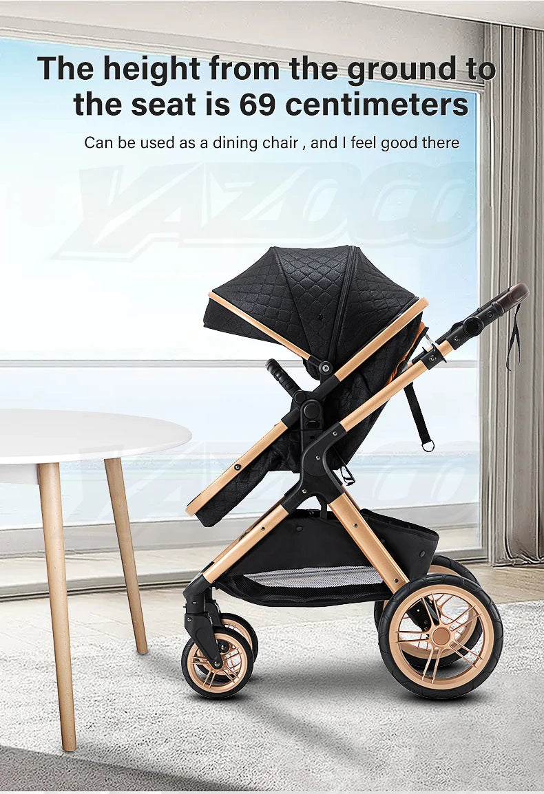 Newest Baby Stroller 3 in 1 Lightweight High Landscape Baby Carriage Aluminum Frame Travel System with Car Seat Pram for Newborn