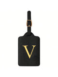 PU Leather Luggage Tag for Travel - Durable Suitcase ID Tag with Privacy Cover & Name Card Slot (A-Z) liu