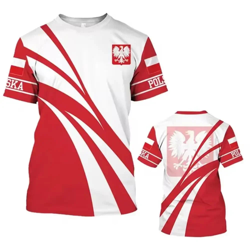 Summer Friday Poland White Eagle Insignia 3D Print Quick Drying Breathable Sport Men's Plu-size T-shirt Man Cotton