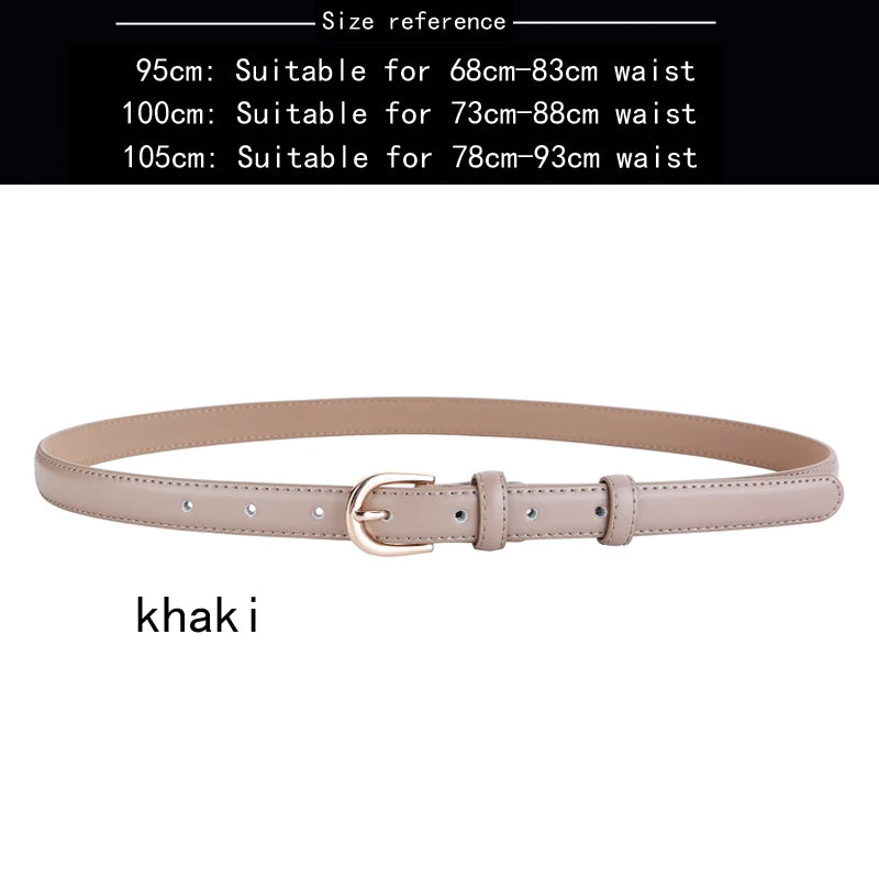 Women's belt genuine leather fashion casual simple everything matching decoration cowhide pants belt white jeans small belt