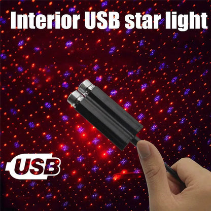 Lámpara de proyección de estrellas USB de 2 cabezales, luces decorativas LED ajustables para decoración de interiores de coche o boda, proyector de techo, luz nocturna 