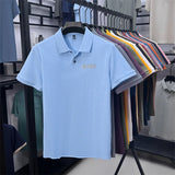 Cotton100% Men's Summer High Quality Short Sleeves Polo Shirt Lapel Button Letter Printing T-Shirt Business Leisure Men Clothing